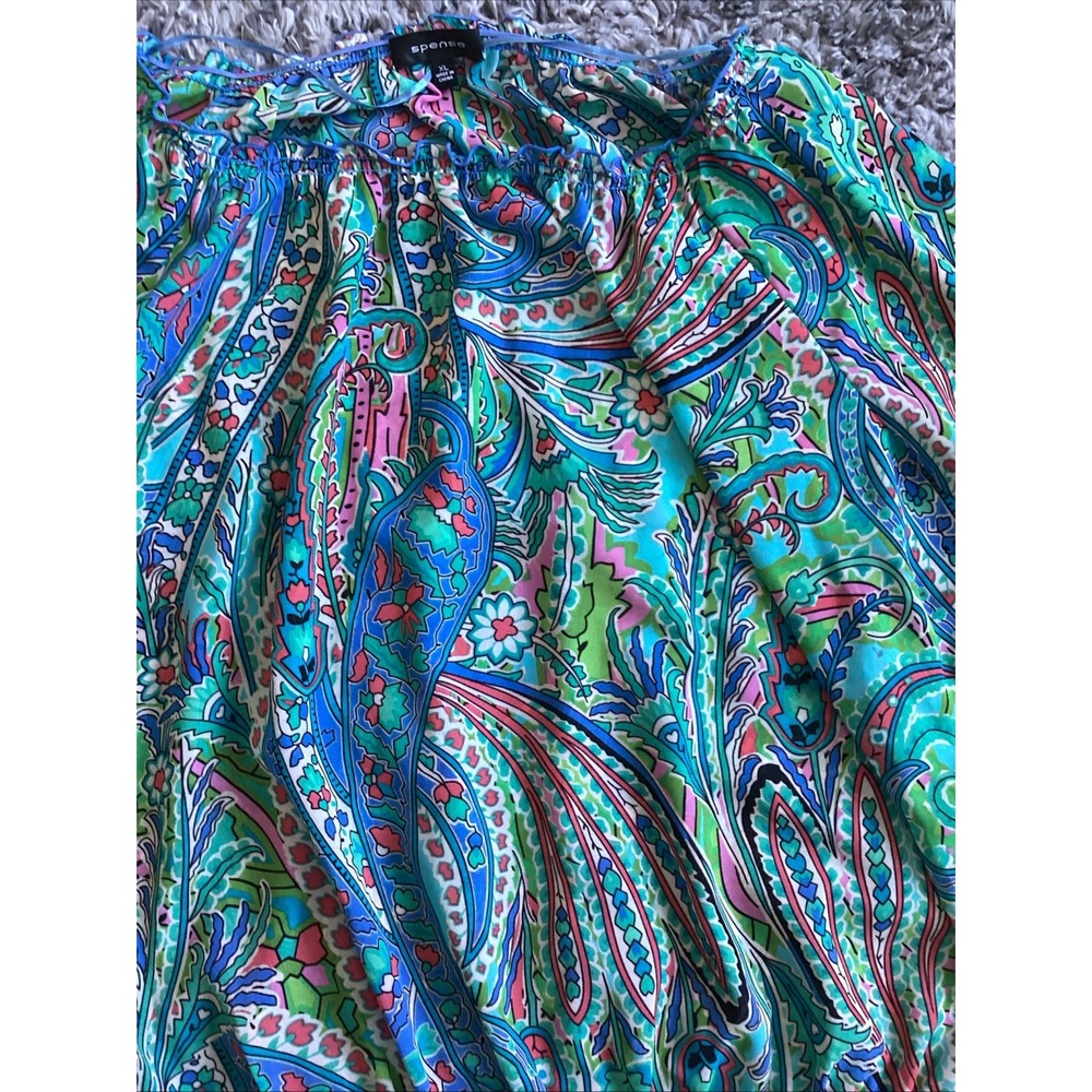 Spense Top Shirt Shear Floral Womans XL Blouse - Picture 6 of 9
